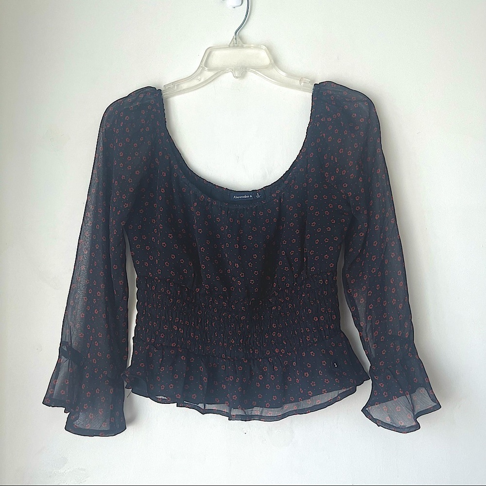 Abercrombie & Fitch Black and Red Floral Blouse